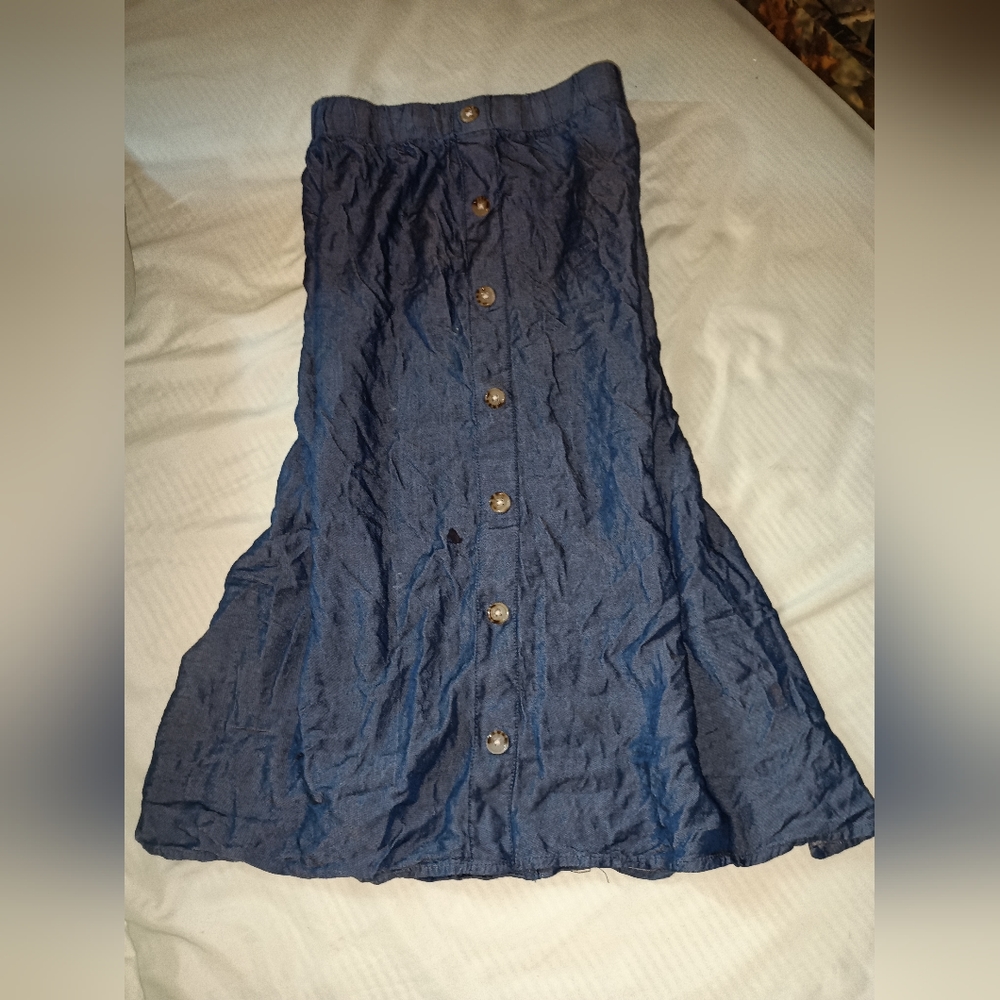 Chic Blue button Long Shirt Sz Small